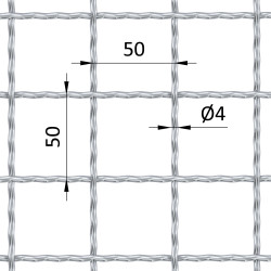 Rebierkové pletené sito - rovné, oko: 50x50mm, priemer pletiva 4mm, rozmer 1000x2000mm, žiarovo pozinkované Rebierkové pletené sito - rovné, oko: 50x50mm, priemer pletiva 4mm, rozmer 1000x2000mm, žiarovo pozinkované